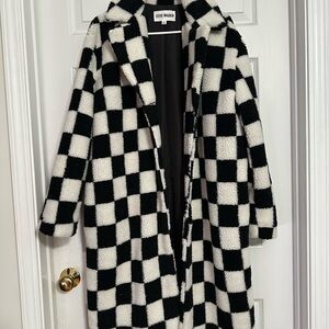 Steve Madden Monochrome Checkered Coat